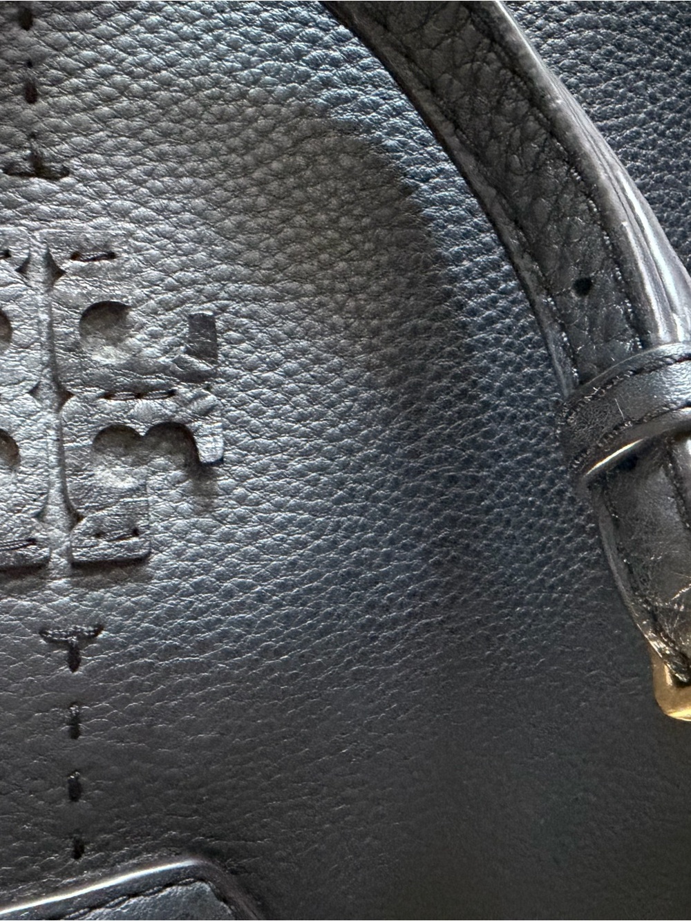 Tory Burch Black Pebbled Leather Tote with Top Handles - Picture 5 of 8